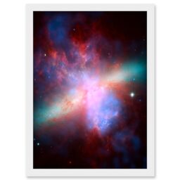 Artery8 Hubble Space Telescope Image M82 Galaxy Collaboration Chandra & Spitzer X-Ray Observatory Blue Red Orange Green Starburst Dust Clouds Art - thumbnail 1