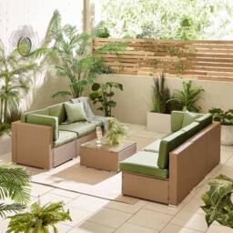 FurnitureboxUK Orlando 6 Seat Modular Outdoor Garden Rattan Sofa in Green - thumbnail 5