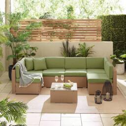 FurnitureboxUK Orlando 6 Seat Modular Outdoor Garden Rattan Sofa in Green - thumbnail 3