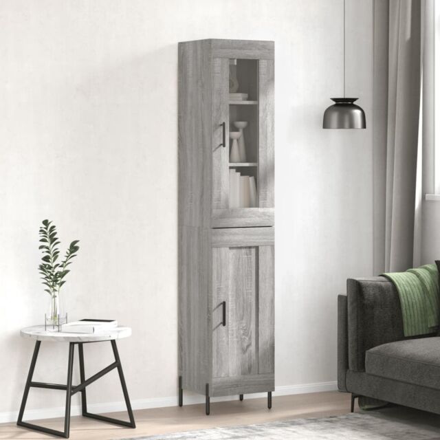 Berkfield Home Highboard Grey Sonoma 34.5x34x180 cm Engineered Wood - image 1