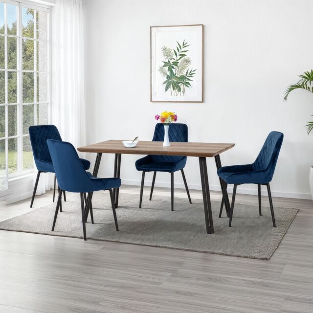 Seconique Quebec Straight Edge Dining Set with Avery Chairs in Blue - image 1