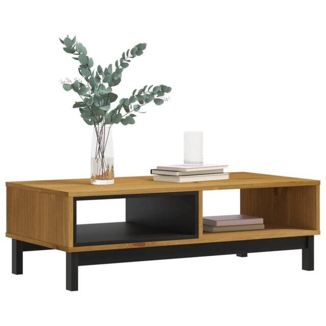 Berkfield Home Beautiful Coffee Table FLAM 100x50x32.5 cm Solid Wood Pine in Brown - image 1