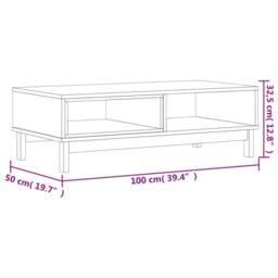 Berkfield Home Beautiful Coffee Table FLAM 100x50x32.5 cm Solid Wood Pine in Brown - thumbnail 9