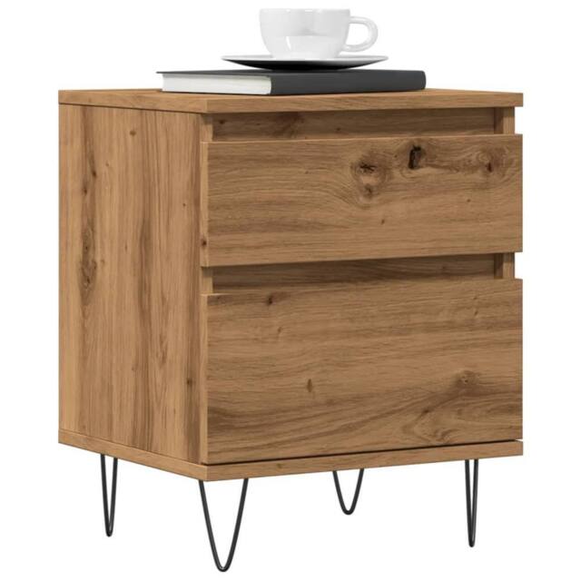 Berkfield Home Bedside Cabinets 2 pcs Artisan Oak 40x35x50 cm Engineered Wood in Brown - Size: 40 x 35 x 50 cm - image 1