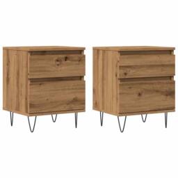 Berkfield Home Bedside Cabinets 2 pcs Artisan Oak 40x35x50 cm Engineered Wood in Brown - Size: 40 x 35 x 50 cm - thumbnail 2