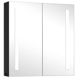 Berkfield Home LED Bathroom Mirror Cabinet 62x14x60 cm in Black - Size: 62 x 14 x 60 cm - thumbnail 3