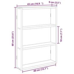 Berkfield Home Wall Shelf Black 43x9x60 cm Engineered Wood - Size: 43 x 9 x 60 cm - thumbnail 9