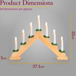 Christow Candle Bridge Light Christmas Decoration Mains Operated Wooden Warm White LED in Brown - thumbnail 5