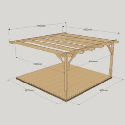 Rutland County Garden Furniture Ltd Premium Wall Mounted Pergola & Decking Kit, L480 x W480 cm, Brown in Green - thumbnail 3