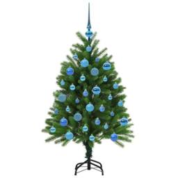 Berkfield Home Realistic Christmas Tree with 150 LEDs with Stand Green 120 cm PE - thumbnail 4