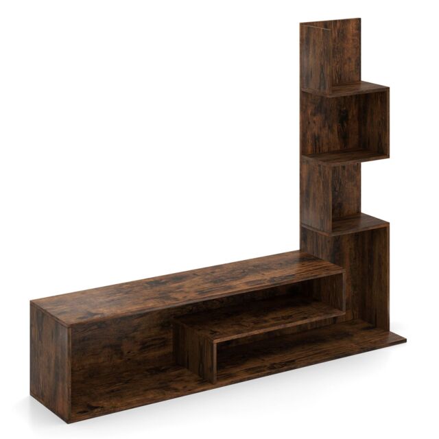 "Gymax Cube TV Stand for TVs up to 50"" L-shaped Media Entertainment Center in Brown" - image 1