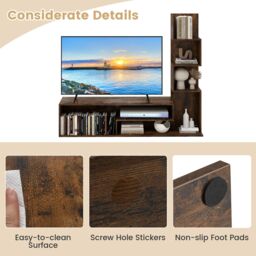"Gymax Cube TV Stand for TVs up to 50"" L-shaped Media Entertainment Center in Brown" - thumbnail 7