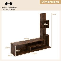 "Gymax Cube TV Stand for TVs up to 50"" L-shaped Media Entertainment Center in Brown" - thumbnail 3