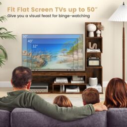 "Gymax Cube TV Stand for TVs up to 50"" L-shaped Media Entertainment Center in Brown" - thumbnail 2