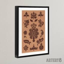"Artery8 Medieval Botanical Pattern GA & MA Audsley Framed Canvas Wall Art in Pink - Size: W12"" x H16""" - thumbnail 2