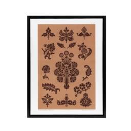 "Artery8 Medieval Botanical Pattern GA & MA Audsley Framed Canvas Wall Art in Pink - Size: W12"" x H16""" - thumbnail 1