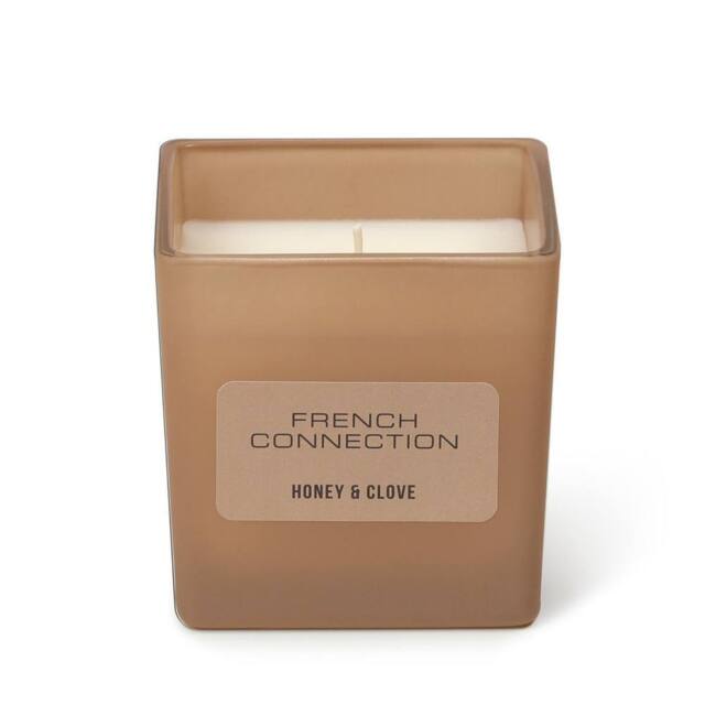 French Connection Glass Candle with Lid Honey & Clove 190g Single Wick in Brown - image 1