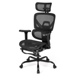 EONLION Mesh Ergonomic Office Chair with Footrest in Black - Size: 100 cm - thumbnail 5