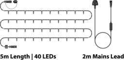 Xmas Haus Led String Lights Black Rubber Warm White 5M - thumbnail 2