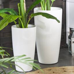 Wyld and Coco Modern Tall White High-Gloss Plant Pot 32cm - thumbnail 1