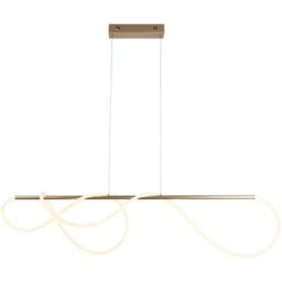Loops Satin Gold Modern Linear Ceiling Pendant Light - Integrated LED Tape Module - thumbnail 1