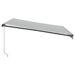 Berkfield Home Manual Retractable Awning with LEDs Anthracite&White 400x350 cm in Charcoal - thumbnail 5