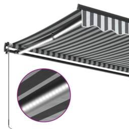 Berkfield Home Manual Retractable Awning with LEDs Anthracite&White 400x350 cm in Charcoal - thumbnail 8