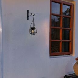 "Bright Zeal 12"" Solar Metal Hanging Lights Garden Patio Outdoor Light in Black" - thumbnail 4