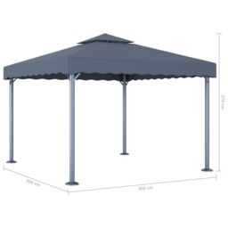 Berkfield Home Gazebo 300x300 cm Anthracite Aluminium in Black - thumbnail 4