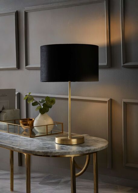 ValueLights Charlie Gold Stem Table Lamp Light with Velvet Shade in Black - Size: 10 inches - image 1