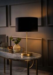 ValueLights Charlie Gold Stem Table Lamp Light with Velvet Shade in Black - Size: 10 inches - thumbnail 2