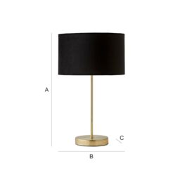 ValueLights Charlie Gold Stem Table Lamp Light with Velvet Shade in Black - Size: 10 inches - thumbnail 8