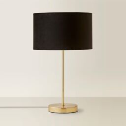 ValueLights Charlie Gold Stem Table Lamp Light with Velvet Shade in Black - Size: 10 inches - thumbnail 3