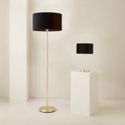ValueLights Charlie Gold Stem Table Lamp Light with Velvet Shade in Black - Size: 10 inches - thumbnail 6