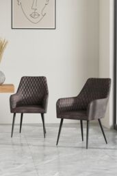 More4Homes Set Of 6 Ella Technology Fabric Dining Chair in Brown
