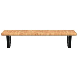 Berkfield Home Basin Shelf Wall Mounted Steel & Solid Wood Oak in Brown - thumbnail 4