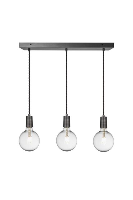 Industville Sleek Edison Cluster Lights, 3 Wire, Pewter in Dark Grey