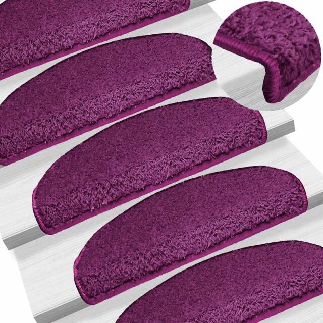 Berkfield Home Carpet Stair Treads 15 pcs Violet 65x21x4 cm in Purple - Size: Medium - image 1