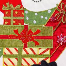 Luxury Living Christmas Embroidered Snowman Cushion with Gifts & Candy Cane in Red - Size: 45 cm x 45 cm - thumbnail 3