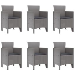 Berkfield Home 7 Piece Garden Dining Set with Cushions Light Grey Poly Rattan - thumbnail 5