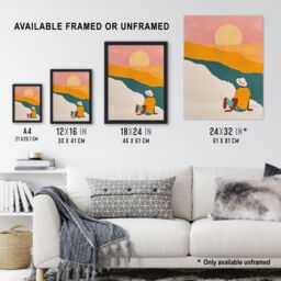 "Artery8 Wall Art Print Watching the Sunset Block Beach Relax Boho Poster - Size: W24"" x H32""" - thumbnail 3