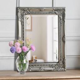 Agenzia 14 Small Antique Silver Ornate Rectangle Wall Mirror 53 x 42cm - Size: 53 x 42 cm - thumbnail 1