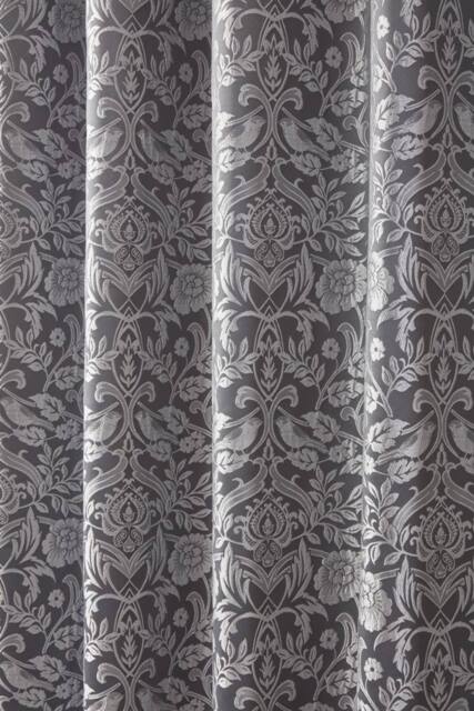 New Edge Blinds Harrow Lined Eyelet Jacquard Curtains in Grey - Size: 117 cm width x 183 cm drop - image 1