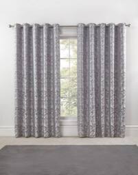 New Edge Blinds Harrow Lined Eyelet Jacquard Curtains in Grey - Size: 117 cm width x 183 cm drop - thumbnail 2