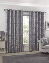 New Edge Blinds Harrow Lined Eyelet Jacquard Curtains in Grey - Size: 117 cm width x 183 cm drop - thumbnail 4
