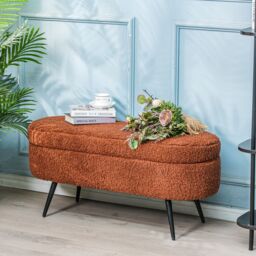 Nordlys Scandinavian Design Bench with Metal Legs Storage in Red - thumbnail 4