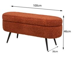 Nordlys Scandinavian Design Bench with Metal Legs Storage in Red - thumbnail 5