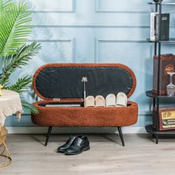 Nordlys Scandinavian Design Bench with Metal Legs Storage in Red - thumbnail 3