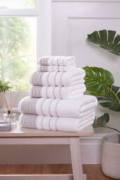 Rapport Home Azure Edge Towels Cotton in Natural White - Size: Bath Sheet - thumbnail 2
