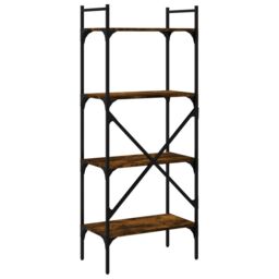 Berkfield Home Bookcase 4-Tier Smoked Oak 56x31.5x138.5 cm Engineered Wood in Brown - thumbnail 6